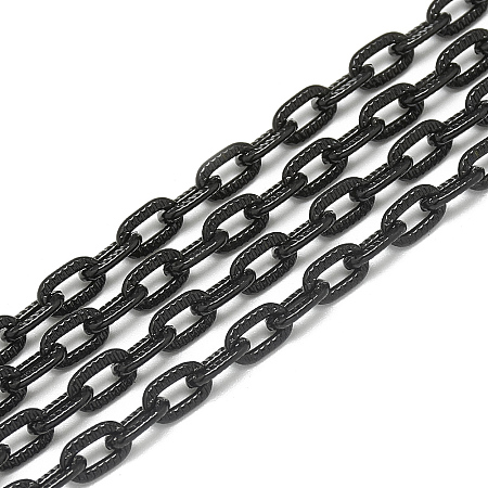 ARRICRAFT Aluminum Cable Chains, Textured, Unwelded, Oval, Black, 8x5x1.4x1mm