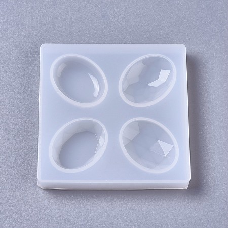 Honeyhandy Silicone Molds, Resin Casting Molds, For UV Resin, Epoxy Resin Jewelry Making, Oval, White, 97x97x12.5mm, Oval: 37.5x27mm