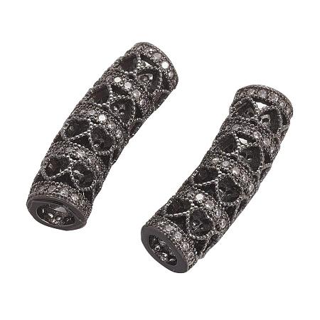 ARRICRAFT 10 pcs Tube Shape Brass Cubic Zirconia Spacer Beads with 4.2 Hole for Jewelry Making, Gunmetal