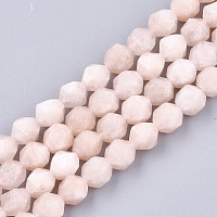 Honeyhandy Natural Pink Morganite Beads Strands, Star Cut Round Beads, Faceted, 8x7x7mm, Hole: 1mm, about 48pcs/strand, 14.9 inch