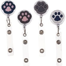 CHGCRAFT 4 Styles Cat Paw Shape Retractable Badge Reels, Paw Retractable Badge Clip, Alligator Clip Retractable Badge Holder, 46.5 inch Retractable Cord for Doctor Nurse, Multiple Color