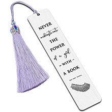 FINGERINSPIRE Inspirational Stainless Steel Bookmarks - Never Underestimate The Power of A Girl with A Book Metal Engraved Bookmark with Tassel & Gift Box Encouragement Graduation Book Club Girl Gift