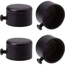 GORGECRAFT 4Pcs Curtain Rod Covers Ends Black Metal Curtain Finials Ends Caps with Screw 28mm Cylindrical Curtain Pole Finials Heads for Home Office Curtain Roman Rod Decor Accessories (32.5x22.5mm)