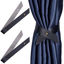 GORGECRAFT 2Pcs Curtains Tie Back Clips Curtain Leather Tiebacks Window Treatment Holdbacks Outdoor Drape Holder Decorative Drapery Rod Holders for Living Dining Room Bedroom Office Cafe, Black