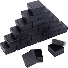 NBEADS 24 Pcs Cardboard Jewelry Boxes, 5.1x5.1x3.3cm Black Square Storage Box with Black Sponge for Jewelry Storage Packaging