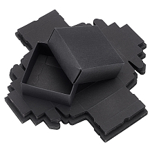 BENECREAT Cardboard Jewelry Boxes, Square, for Anniversaries, Weddings, Birthdays, Black, 8.6x8.6x3.6cm, Unfold: 24.3~25.3x24.3~25.3x0.05cm, 2pcs/set