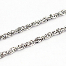 Honeyhandy 304 Stainless Steel Singapore Chains, Water Wave Chains, Unwelded, Stainless Steel Color, 0.4mm