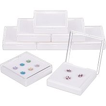 BENECREAT 10Pcs White Gemstone Display Box Jewelry Box Container with Clear Top Lids for Gemstone, Jewelry, Coins, Crystal Diamond Accessories Display, 2.4x2.5x0.5inch