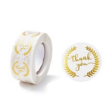 Honeyhandy Thank You Stickers Roll, Flat Round Paper Purchase Tag Stickers, Adhesive Labels Stickers, Olive Branch Pattern, 2.8cm, about 28mm wide, Stickers: 25x0.1mm, about 500pcs/roll