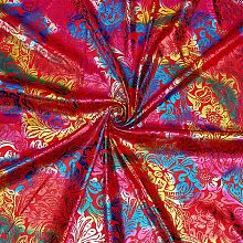 FINGERINSPIRE 1.1Yard 62.2inch Wide Hologram Red Fabric Phoenix Flower Pattern Bronzing Fabric Polyester Fabric by The Yard for Sewing Colorful Floral Fabric for DIY Crafts Handwork Clothes Decor