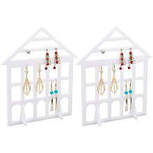 2pcs Acrylic Earring Holder Lovely House Shape Earring Stand Jewelry Display Earring Hanging Organizer Ear Studs Display Rack for Jewelry Dangling Retail Show Selling Marketing Personal