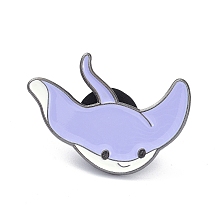 Honeyhandy Ray Fish Alloy Enamel Brooches, Enamel Pin, Lilac, 21x28x11mm