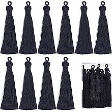 SUNNYCLUE 1 Box 10Pcs Black Bookmark Tassel Handmade Tassels Big Nylon Tassels with Hanging Loop for Jewelry Making Keychain Earring Bracelet Souvenir Graduation Clothing Gift Tag DIY Craft Projects