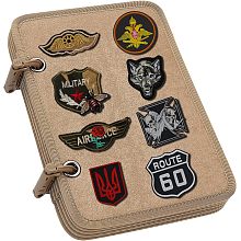 NBEADS 1 Set Tactical Patch Booklet Organizer, 5 Pages Flip-Page Patch Book Holder Mini Panel Board with Removable D-Buckles for Military Army Combat Morale Emblem, Dark Khaki