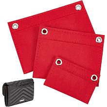 WADORN 3pcs Felt Purse Organizer Insert, Multi-Pocket Insert Liner Handbag Divider Pocket Inside Tote Bag Organizer Pocket Storage with Eyelet Envelope Bag Conversion Accessories for Pochette, Red