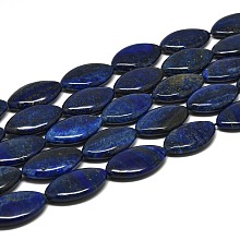 Honeyhandy Natural Lapis Lazuli Beads Strands, Horse Eye, 30~31x18~18.5x6.5~7mm, Hole: 1mm, about 13pcs/strand, 15.35''(39cm)