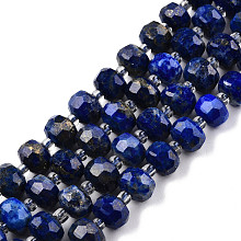 Honeyhandy Natural Lapis Lazuli Beads Strands, with Seed Beads, Faceted, Rondelle, 8x6mm, Hole: 1mm, about 20~22pcs/strand, 7.09 inch(18cm)