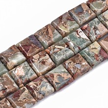 Honeyhandy Natural Aqua Terra Jasper Beads Strands, Square, 10x10x4.5mm, Hole: 1.4mm, about 40pcs/strand, 15.75 inch(40cm)