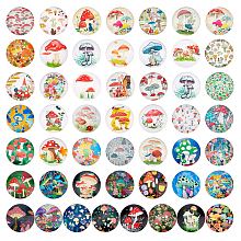 PandaHall Elite Glass Cabochons, Half Round/Dome, Mushroom Pattern, 25mm, about 50pcs/bag, 1 bag/box