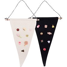 FINGERINSPIRE 2pcs Wall Display Banners, Blank Wall Canvas Banners Enamel Pin Banners Collection Display Pennant with Twine for Display Buttons Label Collections (11 x 8 Inches, Beige White & Black)