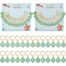 NBEADS 26 Pcs Letter A to Z Stitch Markers, Alloy Enamel Crochet Stitch Marker Charms Flat Round Removable Locking Stitch Marker for Knitting Weaving Sewing Accessories Jewelry Making, Aquamarine