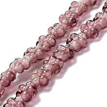 Honeyhandy Handmade Lampwork Beads Strands, Bumpy, Flower, Rosy Brown, 13.5~14x14.5~15x7~8mm, Hole: 1.4mm, about 28pcs/strand, 14.57 inch(37cm)