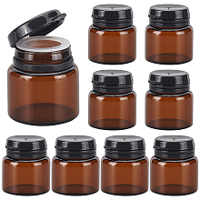 BENECREAT Glass Portable Cream Jar, Empty Refillable Cosmetic Containers, Amber Tone Vials, with Plastic Flip Lid & Inner Stopper, Column, Saddle Brown, 3x3.3cm, Capacity: 10g