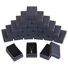 NBEADS 24 Pcs Black Texture Cardboard Jewelry Boxes, 3.2x2" Paper Gift Box Cardboard Packaging Box with Black Sponge Inside for Necklaces Earrings Ring Pendants Bracelet Gift Jewelry Display