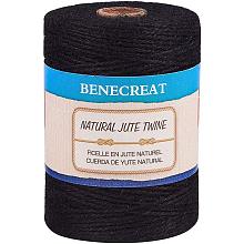 BENECREAT 656 Feet 2mm Natural Jute Twine 3Ply Black Jute String Rope for Gardening, Gift Packing, Arts & Crafts and Party Decoration