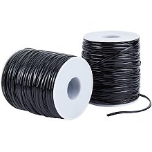 PandaHall Elite 2 Rolls 100m Plastic Lacing Cord 2.3mm Lanyard String for Jewelry Craft Bracelet Making, Black