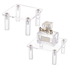 FINGERINSPIRE Square Transparent Acrylic Minifigure Display Stands, for Toys Figures, Clear, Finish Product: 10x10x4.9cm, about 9pcs/set