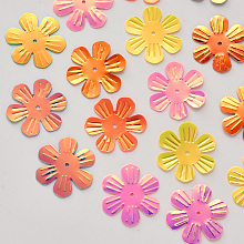 Honeyhandy Ornament Accessories, PVC Plastic Paillette/Sequins Beads, Flower, Mixed Color, 32x1mm, Hole: 1.4mm, about 3300pcs/500g.