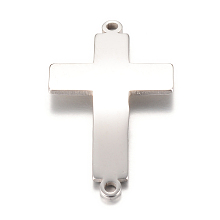 Honeyhandy 201 Stainless Steel Links connectors, Latin Sideways Cross, Stainless Steel Color, 25x14.5x1mm, Hole: 1mm