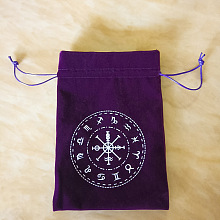 Honeyhandy Tarot Card Storage Bag, Velvet Tarot Drawstring Bags, Rectangle with Constellation Pattern, Purple, 18x13cm