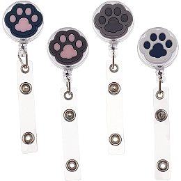 CHGCRAFT 4 Styles Cat Paw Shape Retractable Badge Reels, Paw Retractable Badge Clip, Alligator Clip Retractable Badge Holder, 46.5 inch Retractable Cord for Doctor Nurse, Multiple Color