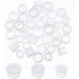 GORGECRAFT 48PCS 3 Sizes Clear Plastic Wine Bottle Stoppers 37/64" to 47/64" Salt And Pepper Shaker Stopper Replacement Plug Bottle Shaker Caps Reusable Clear Round End Caps for Bottles Pipes Pots