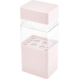 OLYCRAFT Makeup Brush Holder Makeup Brush Storage Organizer With Lid Makeup Brush Air Drying and Storage Box Portable Waterproof Dust-proof Cosmetic Brush Organizer for Vanity Bathroom Travel - Pink