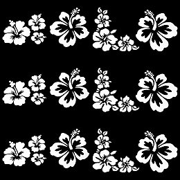 GORGECRAFT Hibiscus Flowers Car Decals Hawaiian Stickers White Vinyl Automotive Exterior Decoration for SUV Truck Motorcycle Doors Walls Laptop