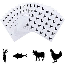 OLYCRAFT 2400pcs 4 Styles Black Meal Stickers 0.4 inch Food Choice Sticker Kitchen Stickers Carrot/Chicken/Cow/Fish Wedding Meal Indicator Stickers Meal Stickers for Place Card Wedding Party Supplies