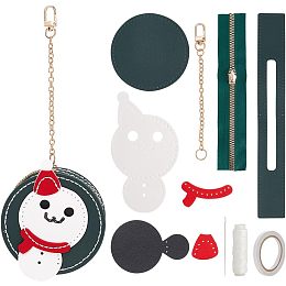 WADORN DIY Coin Purse Making Kit, DIY Crafts Lovely Change Purse Sewing Materials DIY Snowman Pattern Round Purse Making Accessories for Birthday Christmas Gifts, 3.9x4.7x1.7 Inch, Snowman Pattern