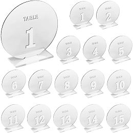 PandaHall Elite 1-15 Acrylic Table Numbers with Display Stand Sliver Mirror Table Sign Stands Round Place Cards with Stands for Restaurant Decoration Birthday Party Anniversary 12.5cm/4.9 inch