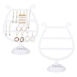 FINGERINSPIRE 3-Tier PP Plastic Earring Display Stands, Tabletop Dangle Earring Organizer Holder, Wine Glass Shape, White, Finished Product: 10.5x20.7x27cm, about 2pcs/set