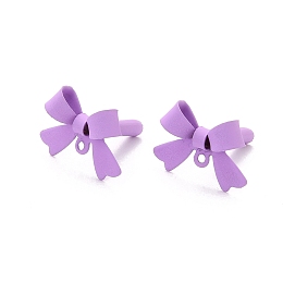 Honeyhandy Alloy Stud Earring Findings, with 925 Sterling Silver Pins and Loop, Bowknot, Plum, 11x15x4mm, Hole: 1.2mm, Pin: 0.7mm