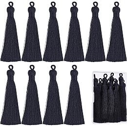 SUNNYCLUE 1 Box 10Pcs Black Bookmark Tassel Handmade Tassels Big Nylon Tassels with Hanging Loop for Jewelry Making Keychain Earring Bracelet Souvenir Graduation Clothing Gift Tag DIY Craft Projects