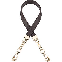 SUPERFINDINGS 1pcs Coconut Brown 24.6x0.75 inch Imitation Leather Bag Handles Purse Replacement Straps Purse Chain Handles with Alloy Swivel Clasps for Bag Straps Replacement Accessories