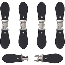 AHANDMAKER 5 Sets Sew on Toggle Closures, Black Metal Leather Cloak Clasp Fasteners, Sewing Snap Toggle Buttons, Coats Buckle Clips Duffle Jacket Buckle, Replacement Toggle Buckles for DIY Crafts