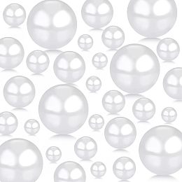 PandaHall Elite 150pcs White Floating Pearls for Vase Filler No Hole Faux Beads Water Candle Beads Centerpieces Beads for Makeup Brush Holder Wedding Home Table Decor 10/14/20/30mm