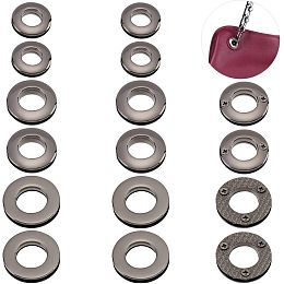 WADORN 18pcs Alloy Eyelets Grommets, Metal Screw-in Together Eyelets 10.5/13.8/16mm Round Grommet Snap Hole O-Ring Bag Loop Connector for DIY Handbag Clothes Curtain Leathercraft Making, Gunmetal