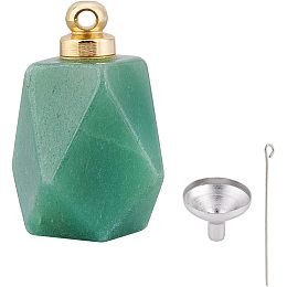 NBEADS Gemstone Urn Pendant, Memorial Keepsake Pendant Ash Holder Cremation Jewelry Green Aventurine Perfume Bottle Pendant for Human Pet Ashes Memory Jewelry