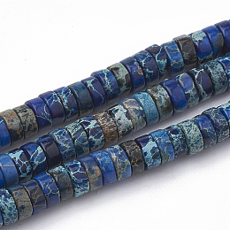 Honeyhandy Synthetic Imperial Jasper Beads Strands, Heishi Beads, Flat Round/Disc, Blue, 4~5x2~2.5mm, Hole: 0.5mm, about 173pcs/strand, 15.5 inch